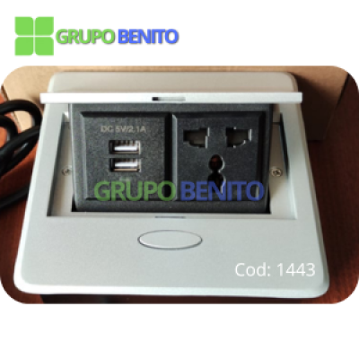 Caja de conexión para piso (1 TOMACORRIENTE + 2 USB)