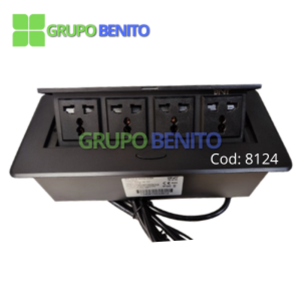 Caja de conexión negro (4 TOMACORRIENTES)